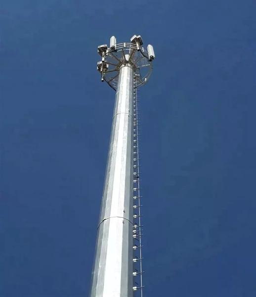 Buy cheap 50m Gsm Fm 5g Telecom Steel Monopole Tower 3 Platforms Hot Dip Galvanized from wholesalers