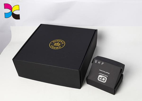 Quality Hot Stamping OEM Cosmetic Box Packaging / Black Cardboard Shipping Boxes for sale