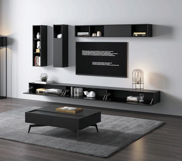 Buy cheap Living Room TV Shelves Wall Mounted TV Stand With Haning Cabinets And Display Box from wholesalers