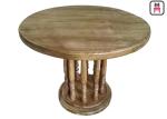 Rustic Wood Top Restaurant Dining Table , Roman Column Vintage Round Dining