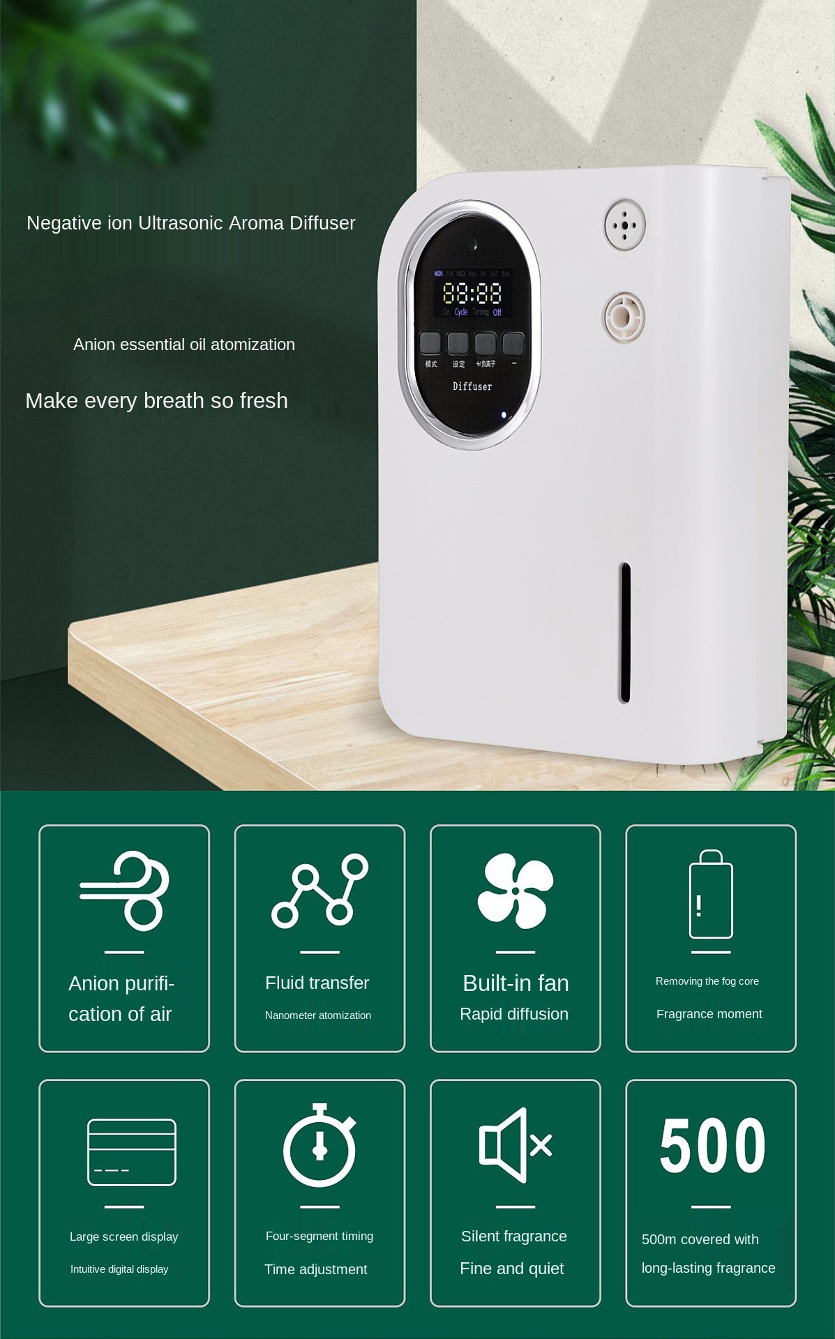 HOMEFISH Wall Mounted Scent Diffuser Machine 160ml 34kpa