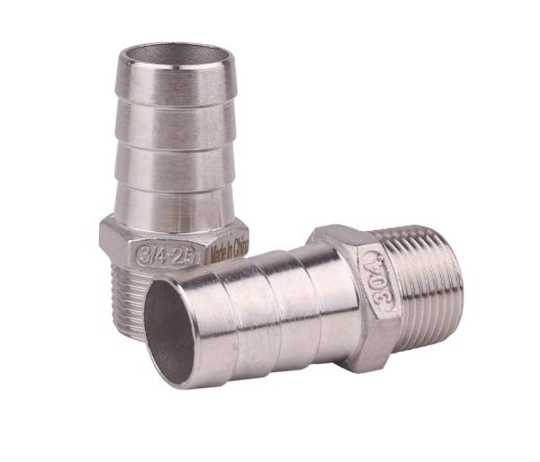Stainless Steel 1" Hose Barb x 3/4" NPT Male for Home Brew Pipe Fitting Female