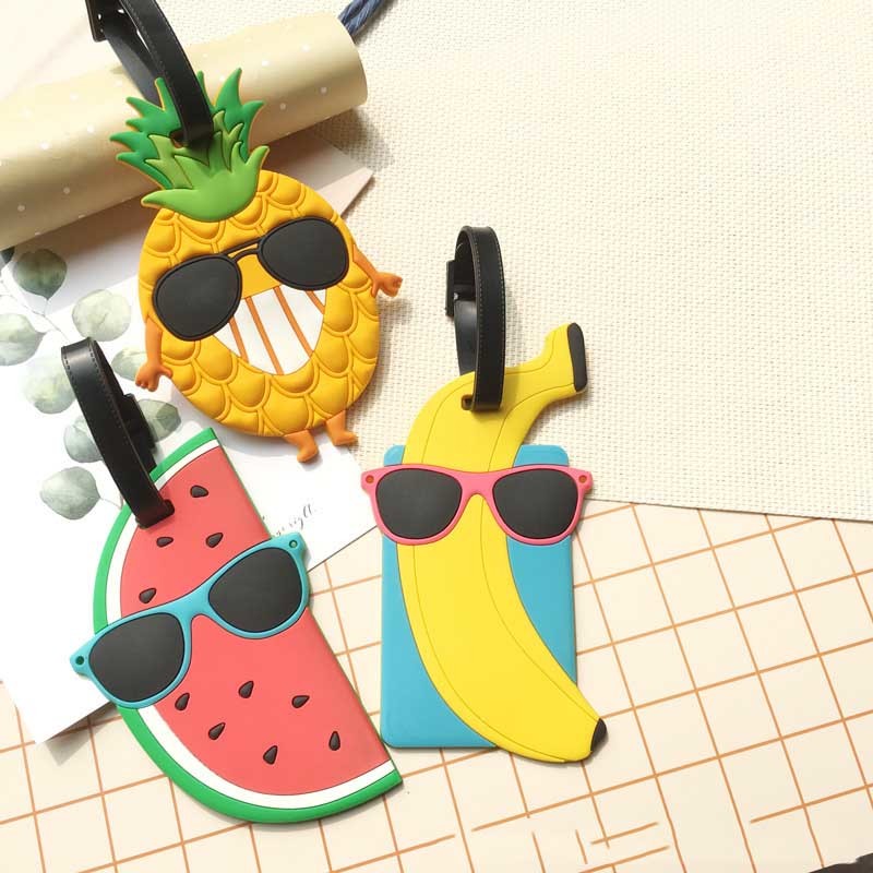 Fruit Luggage Straps Suitcase Tags Set Travel Adjustable Suitcase Belt Silicone Luggage Tags With Name ID Card