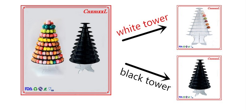 Eiffel Tower 6 Tier Plastic Macaron Stand 10 Inch Luxury Macaron Packaging
