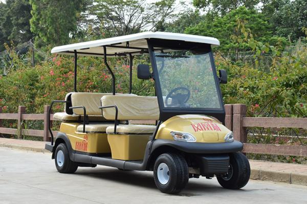 4 Wheel Drive 6 Seat Electric Golf Cars With Golden Color / Electrical Golf