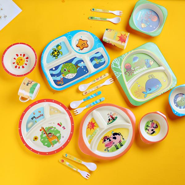 Buy cheap Bamboo Fiber Childrens Dinner Set With Cute Animal Design And FDA Level from wholesalers