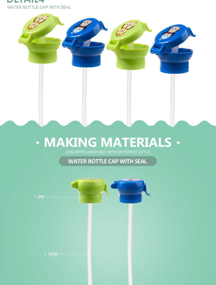 Cartoon design wholesale child resistance cap cute plastic water bottle caps with straw