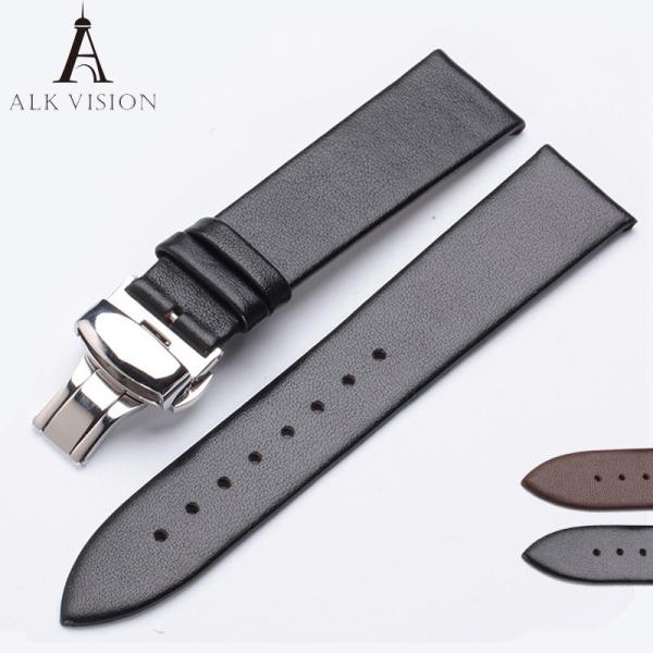 Buy cheap ALK Leather Watch Band Bracelet Strap Butterfly Deployant Clasp Buckle Watchband 14mm 16mm 18mm 20mm 22mm Metal Buckle from wholesalers
