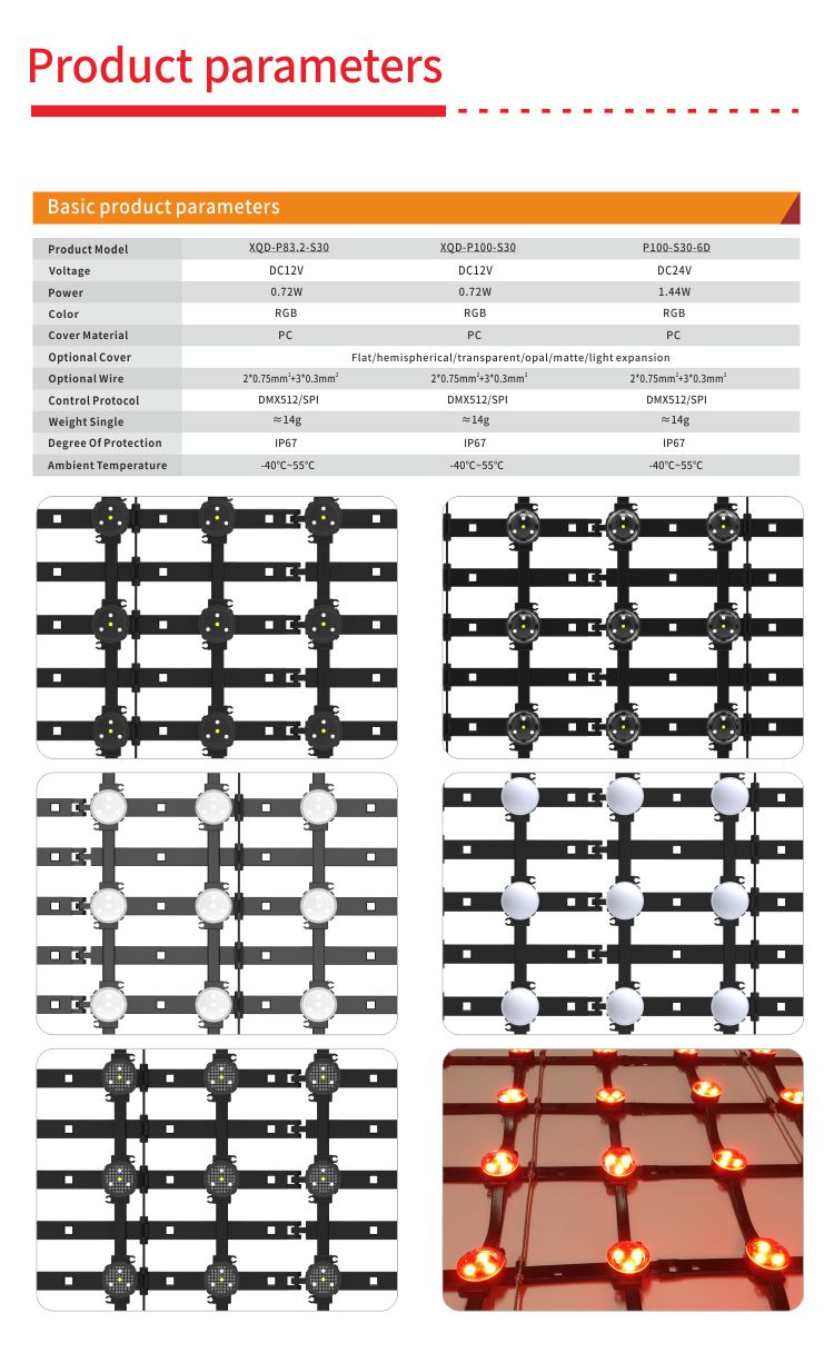 Facade Lighting RGB Mesh Screen Display DC12V S30 P100 P80 P50 P40 SMD3535