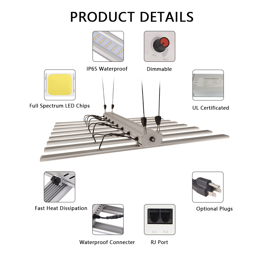 PPFD 1790umol/s Grow Light Bars Spider 1000W Samsung Stripe Indoor Greenhouse Medical Plants Growth Full Spectrum LED Grow Light