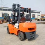 Duplex Mast 3m 3.5 Ton Diesel Forklift Truck Double Front Wheels Orange