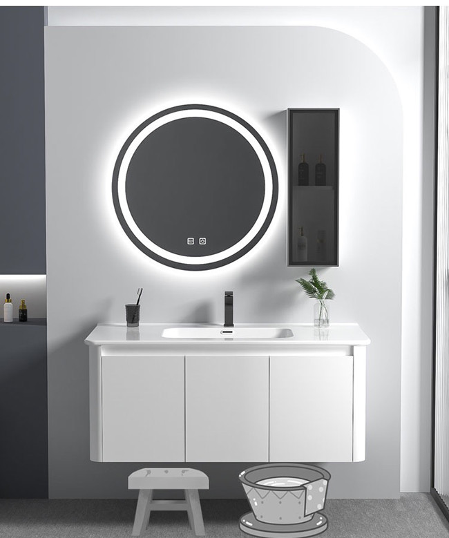 Wall Mounted Wash Basin Vanity Cabinet Waterproof For Bathroom