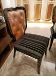 Gelaimei Leather Upholstery Glass Dining Table And Chairs Diameter 1 Meter