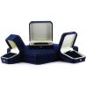 Buy cheap Handmade Rectangle Dark Blue Velvet Jewelry Box for Custom Luxury Bracelet Ring Set from wholesalers