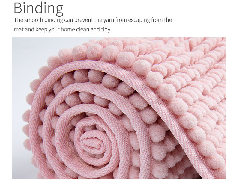 BSCI Non Skid Noodle Chenille Bath Mat , Chenille Noodle Bath Rug