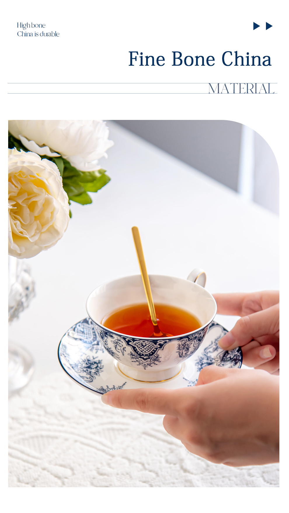 Stunning Blue And White Porcelain Tea Cup And Saucers 200ml Volume For Business Gifts