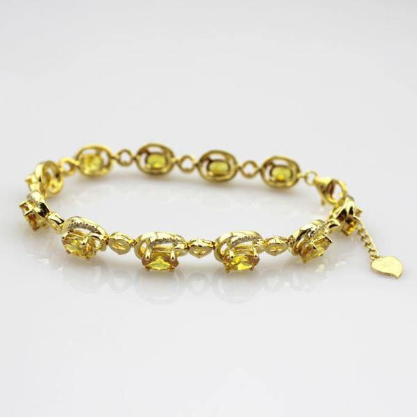 Buy cheap Gold Plated Silver with 5x7mm Oval Citrine Clear Cubic Zircon Tennis Bracelet(B06GOLD) from wholesalers