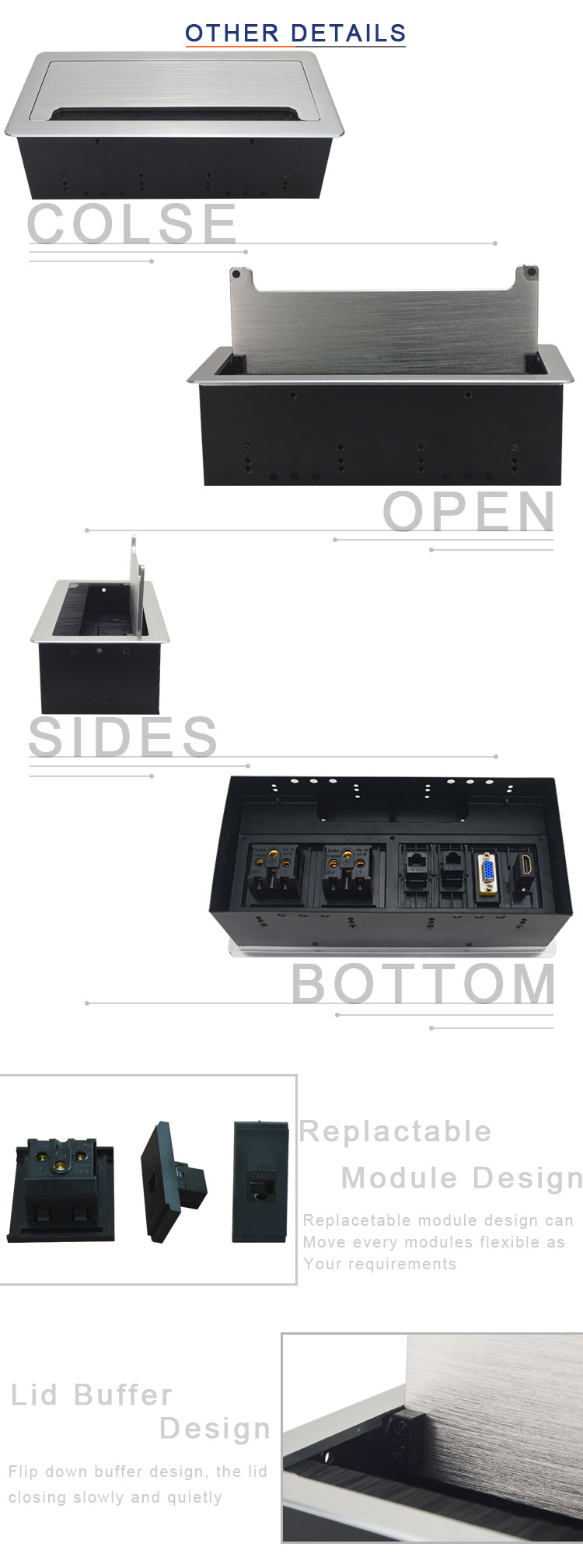 Conference Table Power Outlets Office Hidden Desktop Power Socket Box