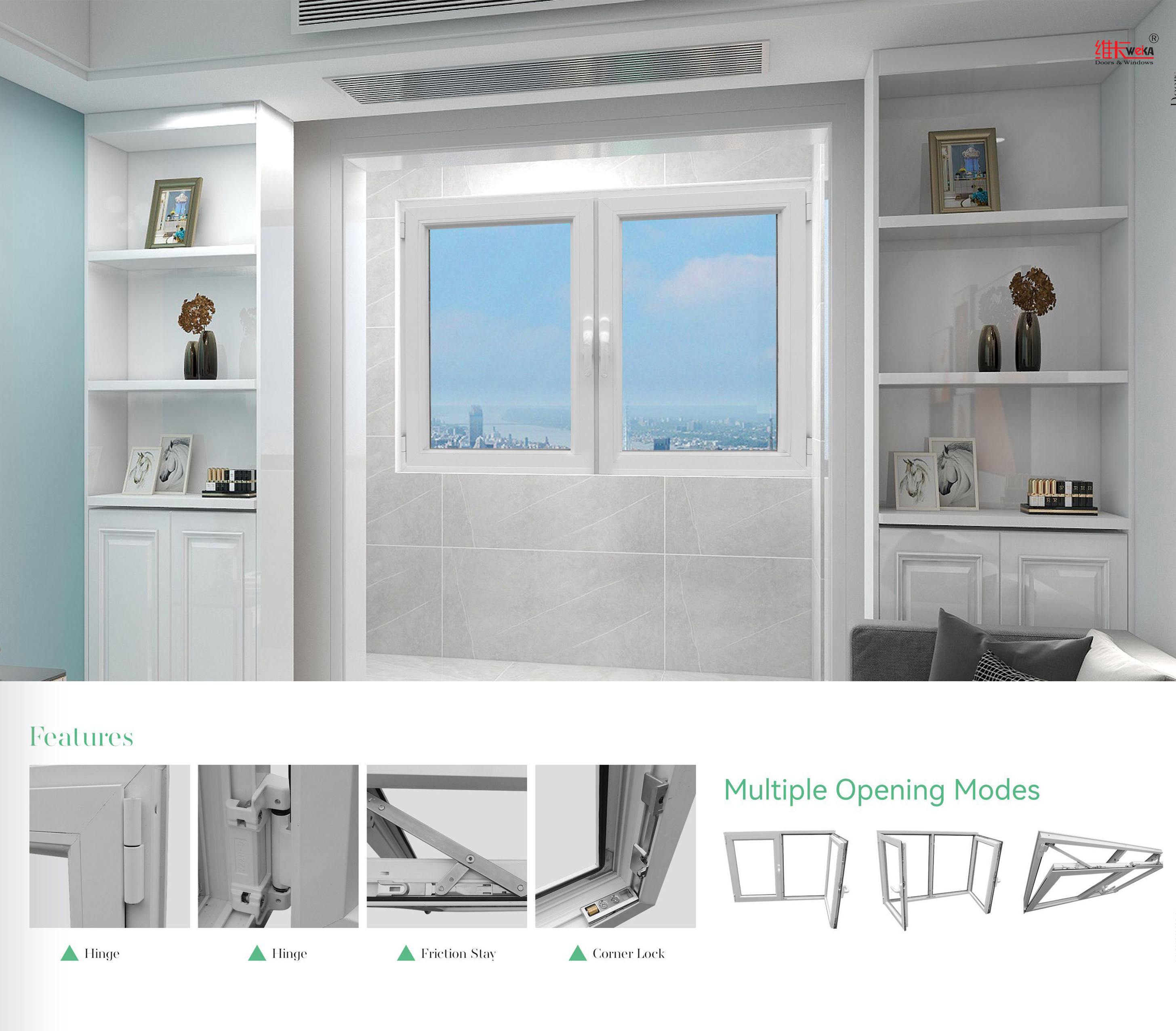 Tilt And Turn Flush Upvc Balcony Windows Double Glazed