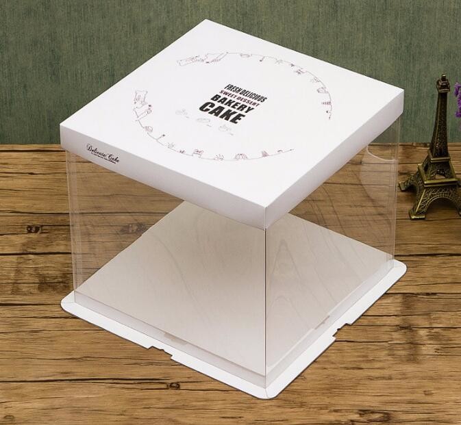 economy Cupcake Box White Window Cake Box customized Wedding Cake Box,6inch in stock PET Plastic Clear birthday Cake Box