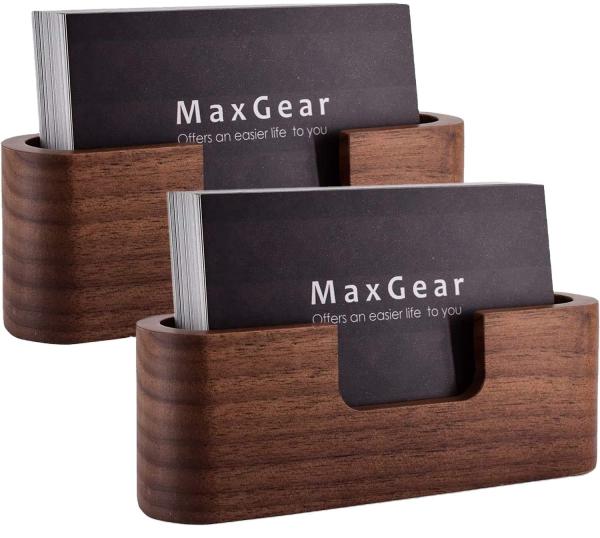 Natural Desktop Wooden Business Card Memo Holder Wooden Cards Storage Stand For