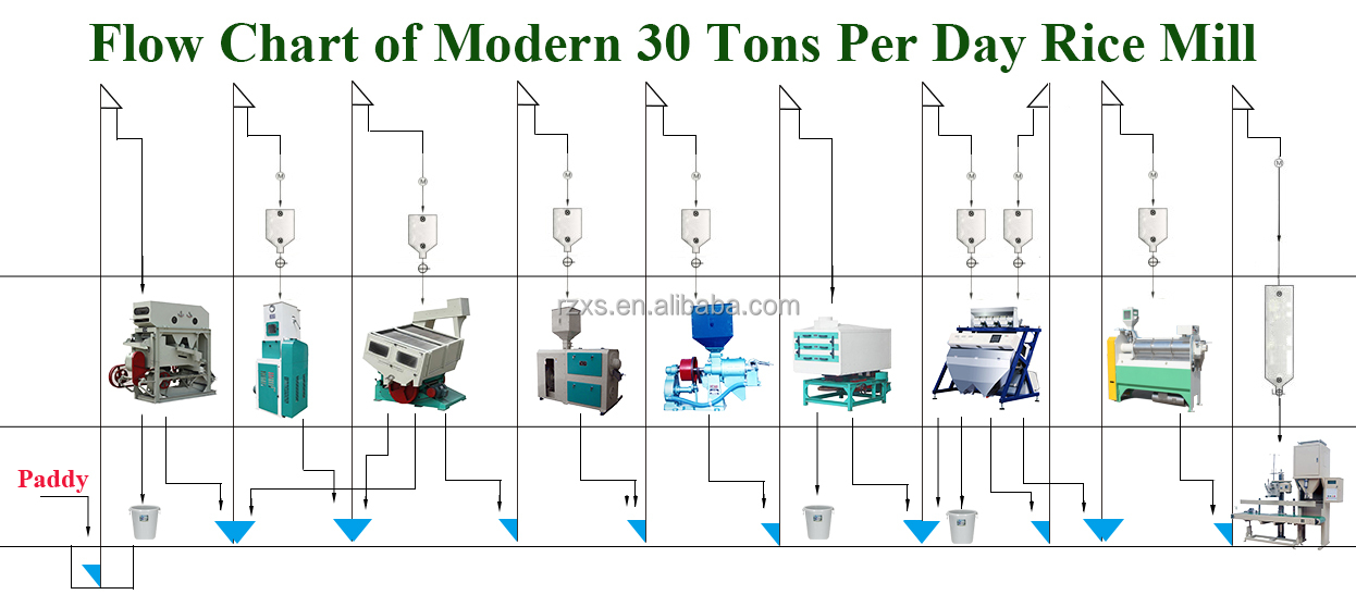 Automatic Rice Mill Machinery 30 TON/DAY Big Wuhan Rice Milling Machine with Sorter
