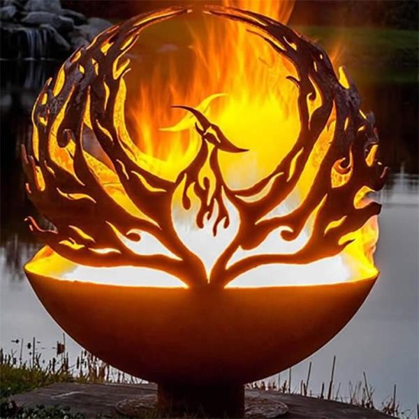 Buy cheap Outdoor Metal Hollow Ball Phoenix Pattern Corten Steel Sphere Fire Pit from wholesalers