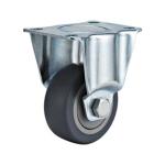 medium duty 3" rigid grey TPR caster zinc plated, fixed 75mm TPR castors