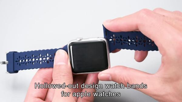 Buy cheap Carved Silicone Rubber Watch Band 38mm 42mm For Apple Watch 7 6 5 4 3 2 1 from wholesalers