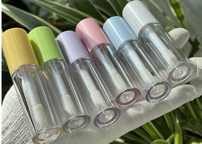 Custom logo 6ml Big Wand Brush Lip Gloss Bottle Pink White Green Empty Lipgloss Tubes