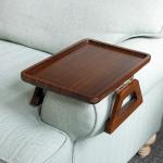 Customized Wood/Bamboo Sofa Clip on Side Table for Wide Couches Arm, Armrest