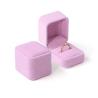Buy cheap Wholesale Customised Luxury Jewelry Double Ring Box Personalized Custom logo Velvet pink Jewellery Engagement Ring Packaging Box from wholesalers