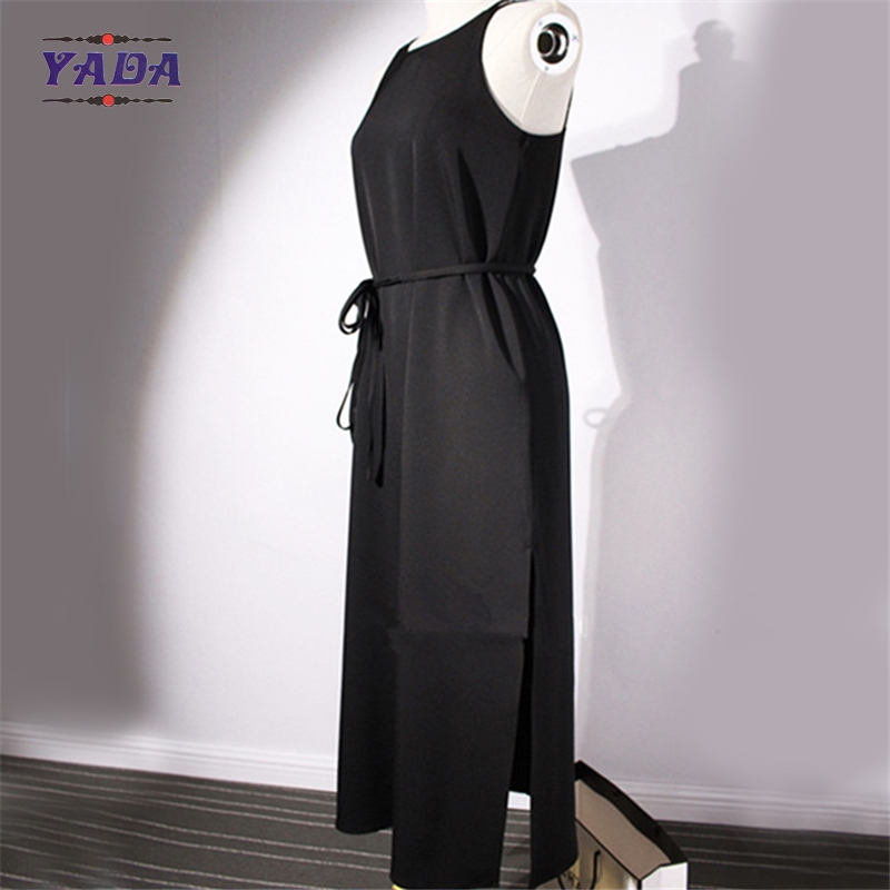 Open back cross split long spaghetti strap solid maxi a line skirt dress beach dresses clothes women with good quality