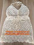 European style deep V-neck halter top ladies short paragraph bottoming openwork