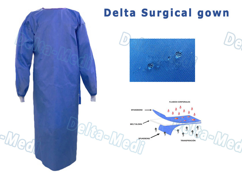 Delta Medi Disposable Surgeon Gown , Reinforcement Protective Disposable Operating Gowns