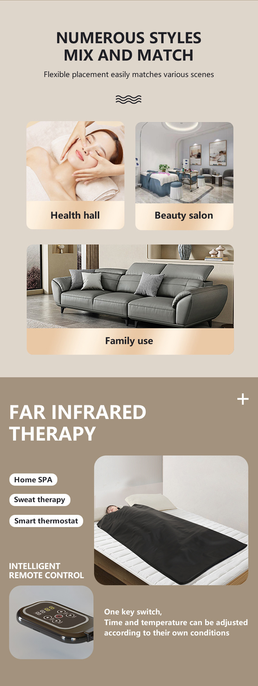 Far Infrared Zipper Blanket with Handbag and One Controller for Raising Skin Appearance