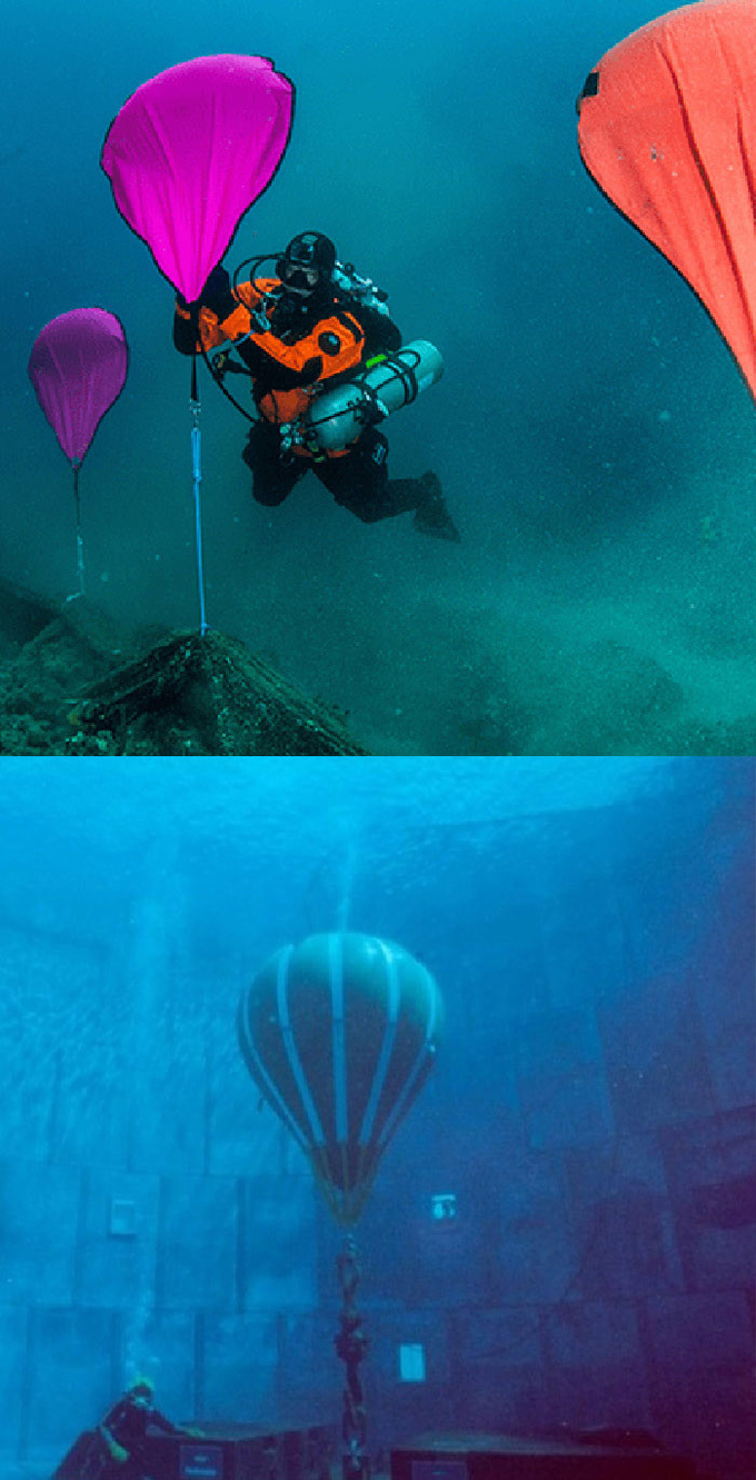 100kg Underwater Lift Bags Floating Parachute Type Diving Type
