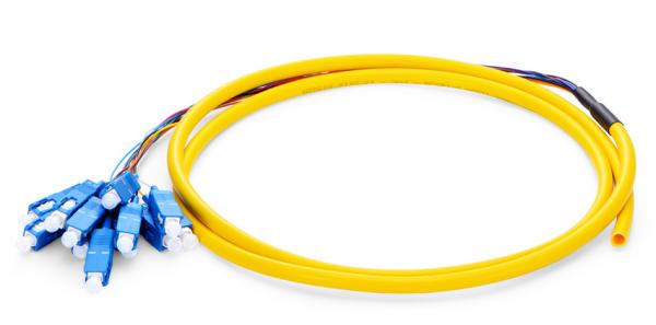Buy cheap 1.5m 12 Fibers OS2 Fiber Optic Pigtail Single Mode Bunch PVC 0.9mm SC UPC from wholesalers