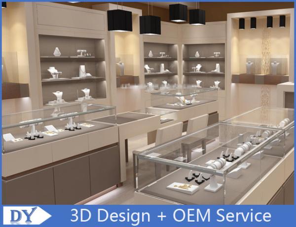 Buy cheap Fashion Jewelry Store Interior Showroom Display Cases MDF + Tempered Glass from wholesalers