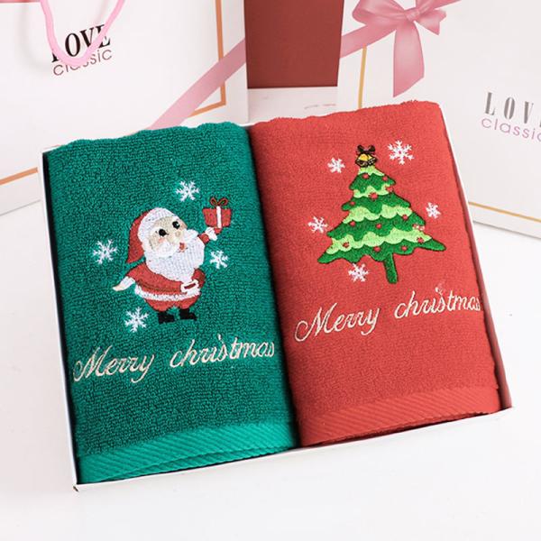 Buy cheap Christmas Embroidered Hand Towel Set 100% Cotton Bath Towels in Gift Box for Everyone from wholesalers