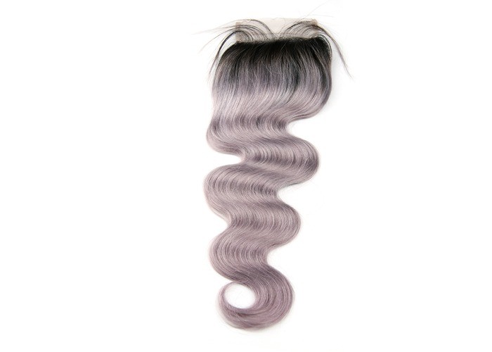 Body Wave Human Hair Lace Closure Grey Color 4 Inch By 4 Inch Lace Size Swiss Lace Free Part