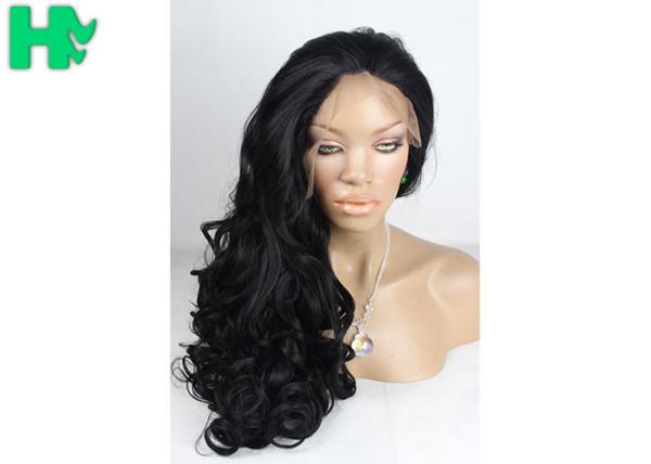 Buy cheap Long Black Color Curly Front Lace Wig , Full Lace Synthetic Wigs For Black Women from wholesalers