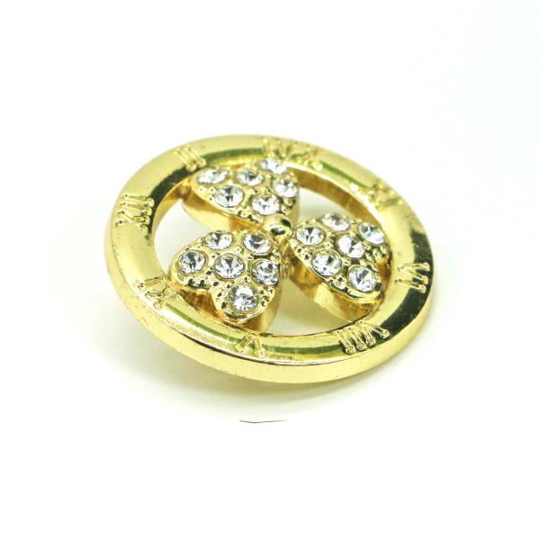 Buy cheap Circular Fashion Pins And Brooches Golden Alloy Studded Diamond 2.5cm Size from wholesalers