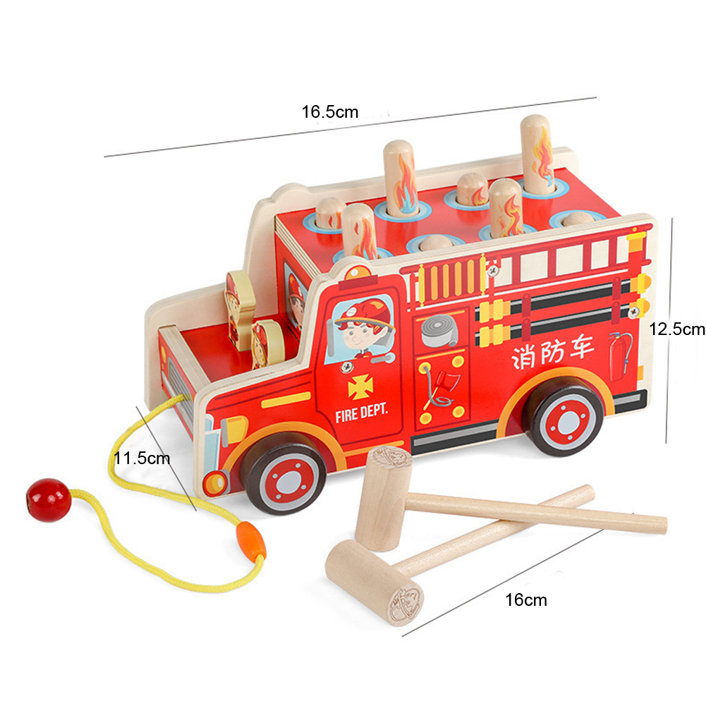 2 Mallets Wooden Hammer Toys Burr Free For Toddler Boys Girls