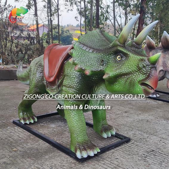 Buy cheap Interactive Fiberglass Triceratops Ride-On: Child-Friendly Dinosaur Sculpture For Theme Parks & Exhibitions from wholesalers
