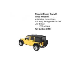 Buy cheap 51201 Jeep Wrangler Jk 4 Door 2007-2009 Fabric Replay Soft Top with Tinted product
