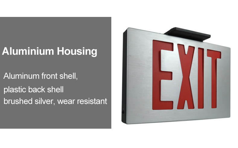 Brush Silver Aluminum LED Emergency 3.8W Fire Exit Sign Lights
