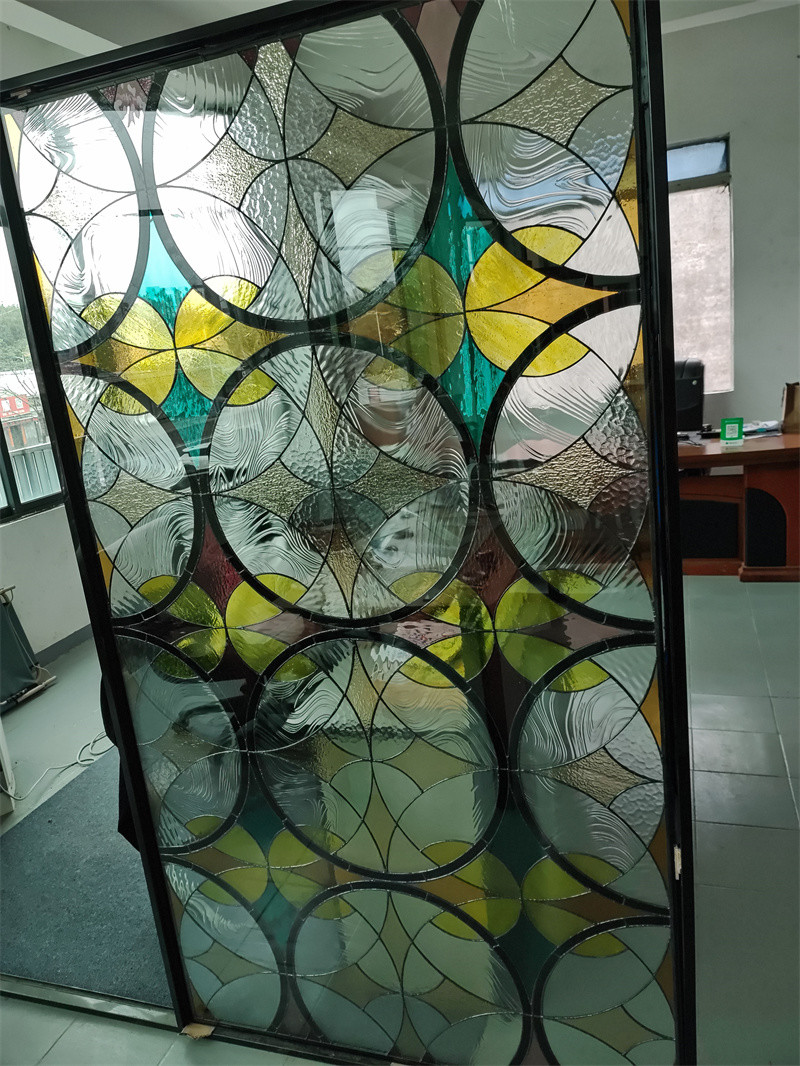 Colored Art Glass Entrance Partition Wall Screen Doors And Windows Tiff European Retro Inlaid Church Carved Glass