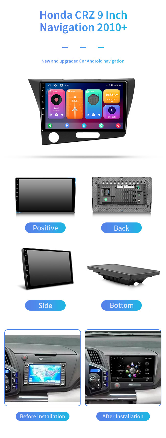 For Honda CRZ 2010+ WIFI Mobile Phone Mirroring Machine Bluetooth Car Navigation