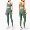 Buy cheap Cross Back Yoga Set Clothes Gathered Belly Matching Sports Bra And Leggings Set from wholesalers